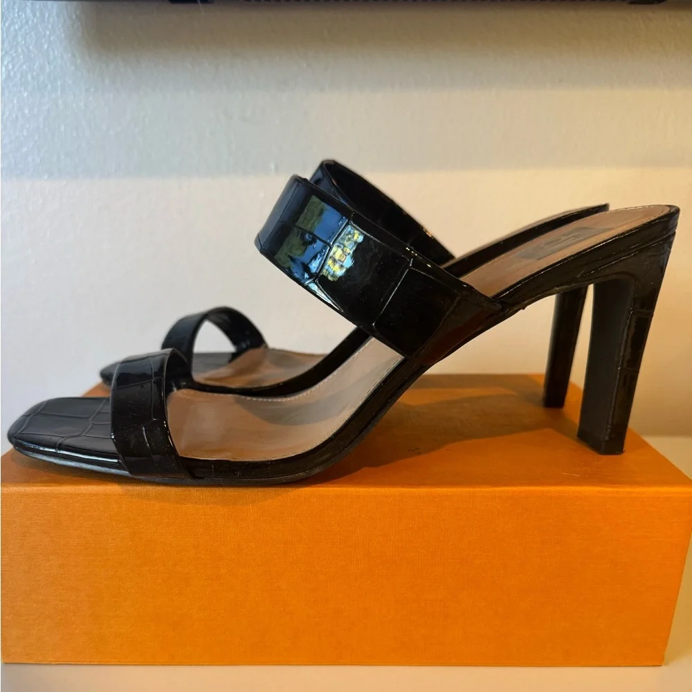 DV by Dolce Vita Black Croc Heel Mule Sandals - Picture 6 of 8